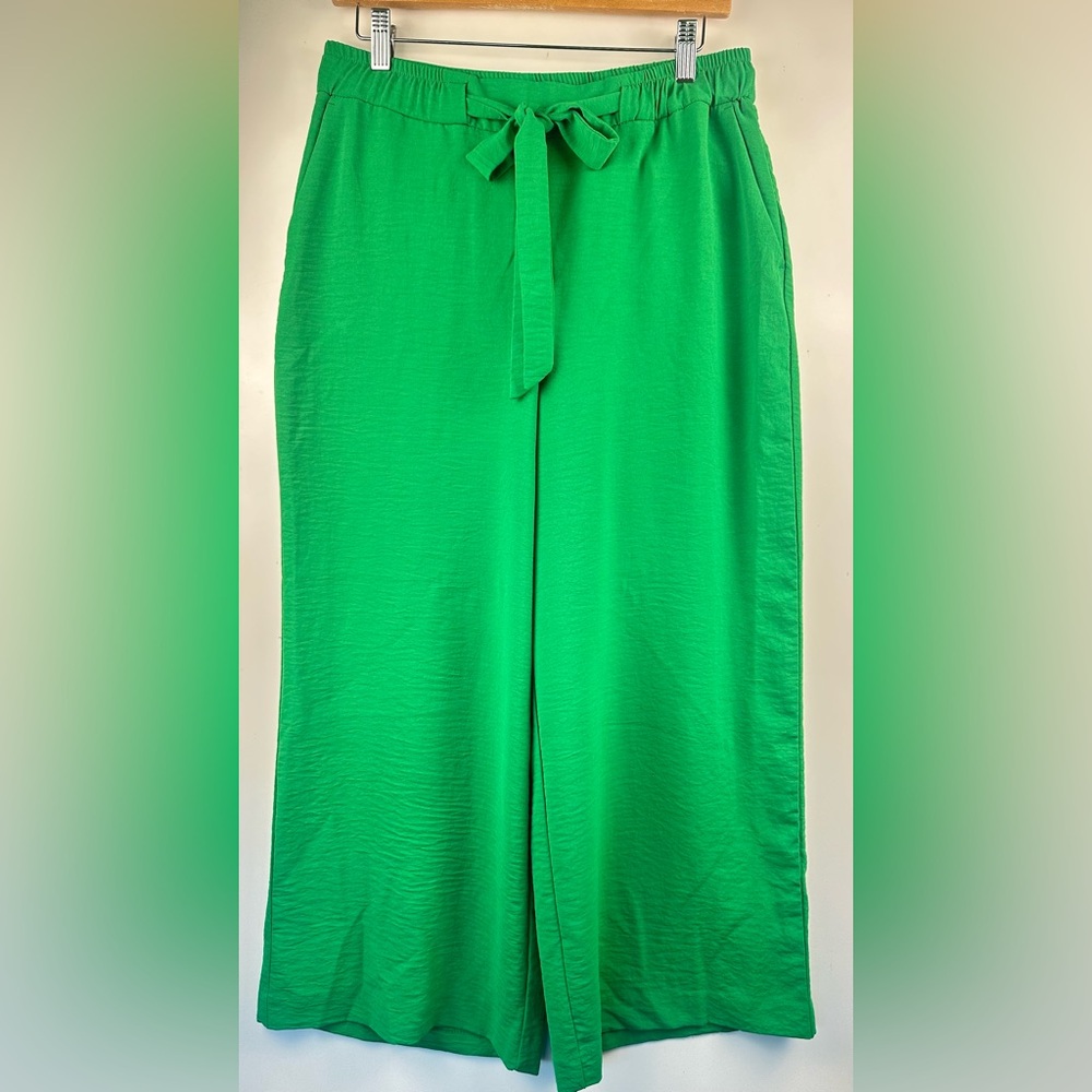 Maison D' Amelie women's casual pant green pull on wide leg‎ with pocket size M